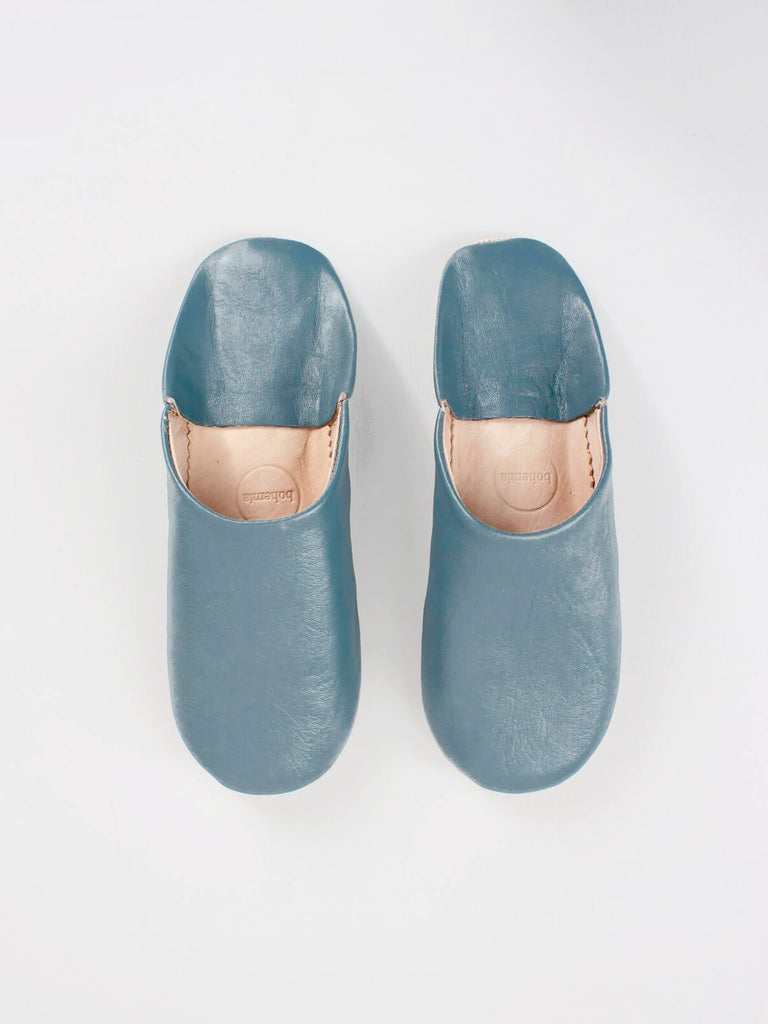Moroccan Babouche Basic Slippers, Blue Grey (Pack of 2) - Bohemia Wholesale
