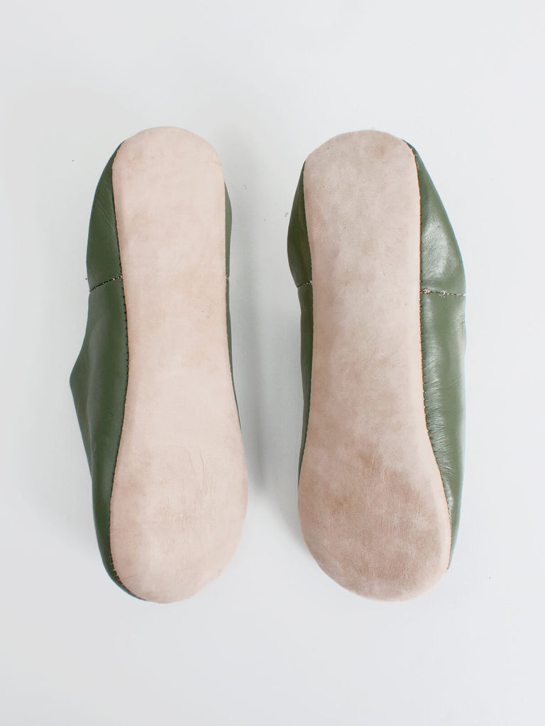 Moroccan Babouche Basic Slippers, Olive (Pack of 2) | Bohemia Design