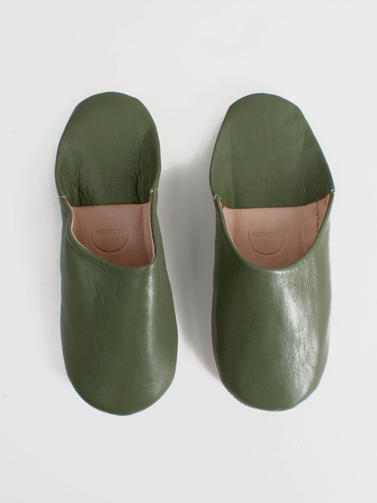 Moroccan Babouche Basic Slippers, Olive (Pack of 2) | Bohemia Design