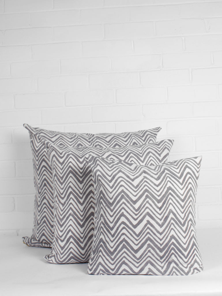 Zig Zag Cushions, Grey | Bohemia Design