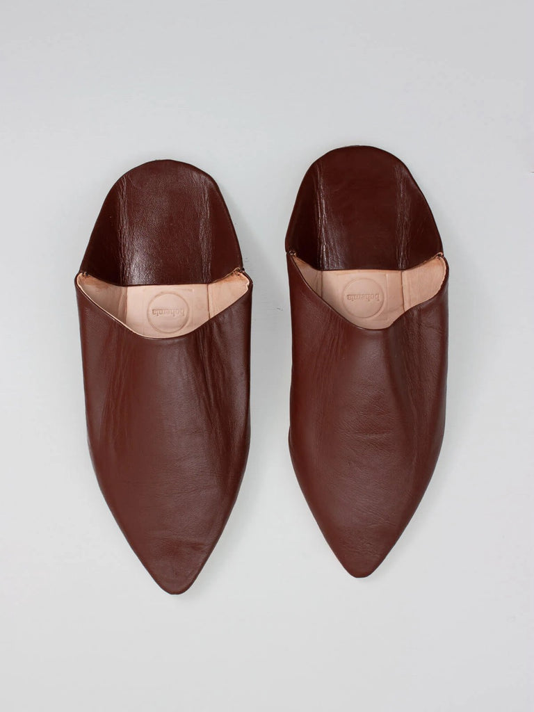 Moroccan Mens Pointed Babouche Slippers, Chocolate (Pack of 2) | Bohemia Design