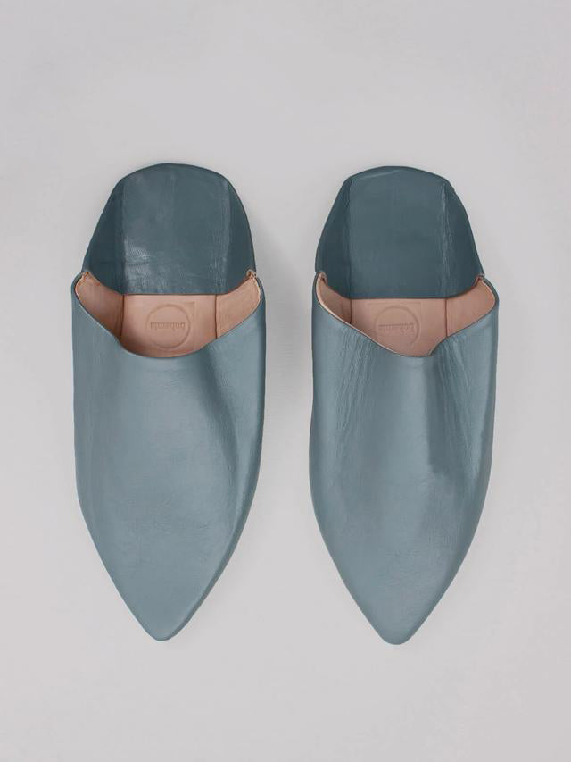 Moroccan Mens Pointed Babouche Slippers, Grey (Pack of 2) | Bohemia Design