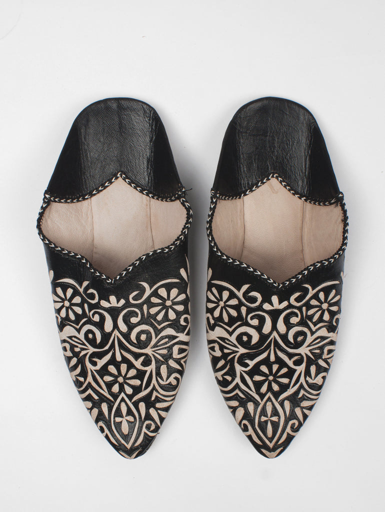 Moroccan Decorative Babouche Slippers, Black (Pack of 2) | Bohemia Design
