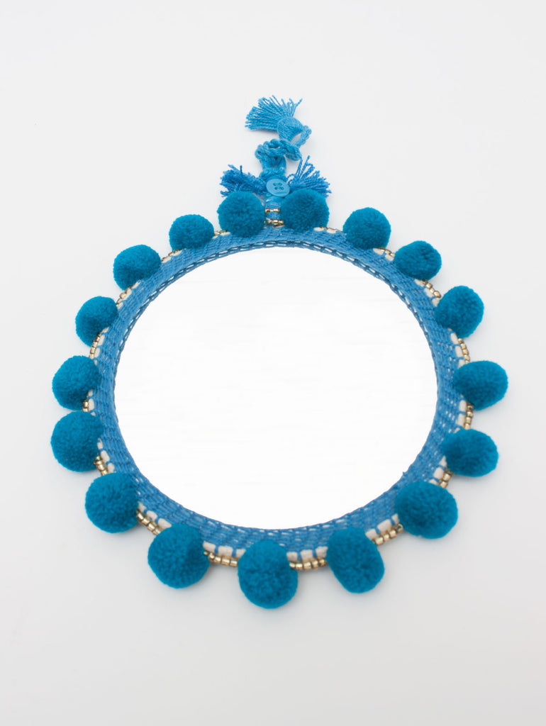 Pom Pom Mirrors Teal, Assorted Sizes (Pack of 2) | Bohemia Design