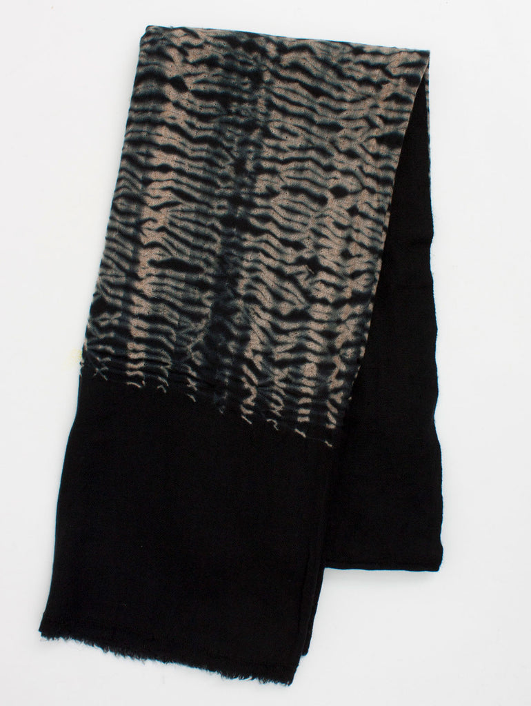 Shibori Tie Dye Merino Wool Scarf, Black | Bohemia Design