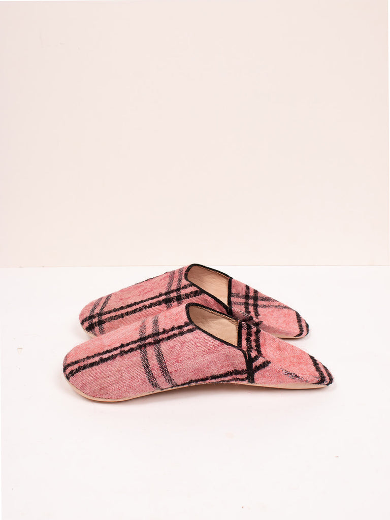 Bohemia design Moroccan babouche boujad slippers in vintage rose check