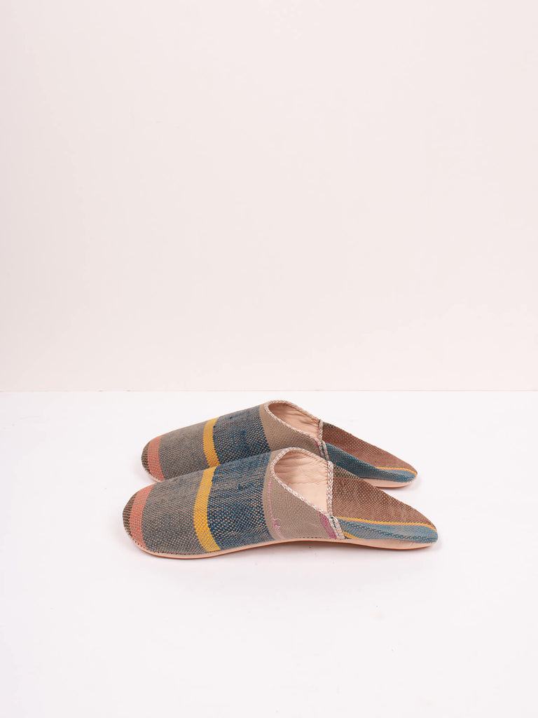Bohemia design Moroccan babouche boujad slippers in camel stripe pattern