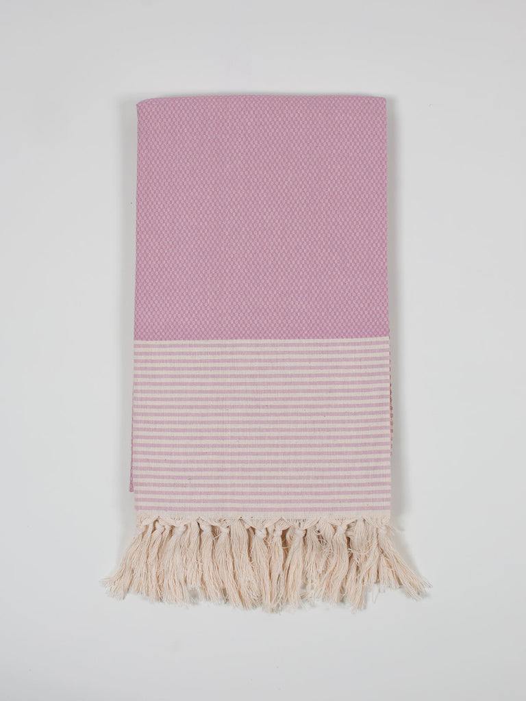 Striped Amalfi Hammam Towel in vintage pink stripe by Bohemia Design