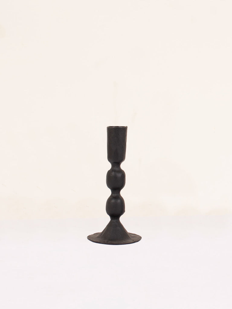 Large black iron Austen candle holder