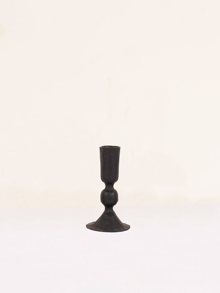 Medium black iron Austen candle holder