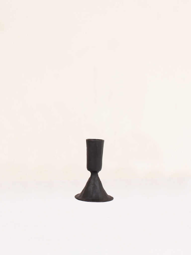 Small black iron Austen candle holder