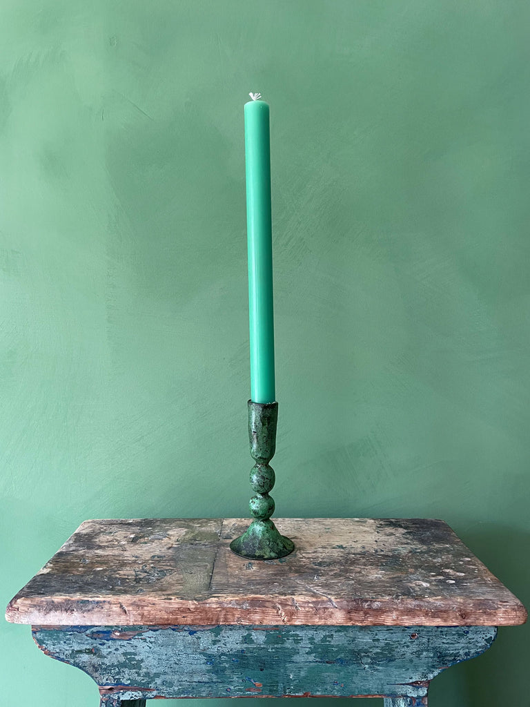 Austen, artisan iron candle holder in verdigris finish, large | BohemiaDesign