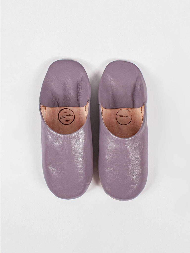 Handmade Moroccan Babouche Slippers in violet colour leather by Bohemia Design