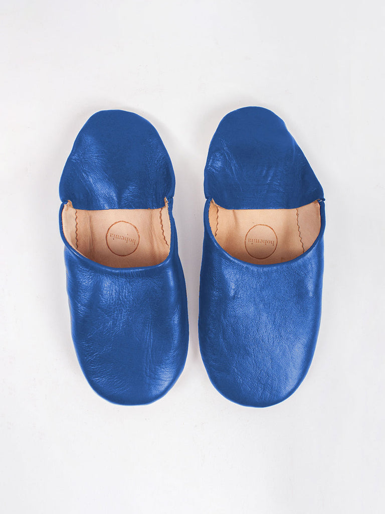 Leather Babouche Basic Slippers in Majorelle Blue