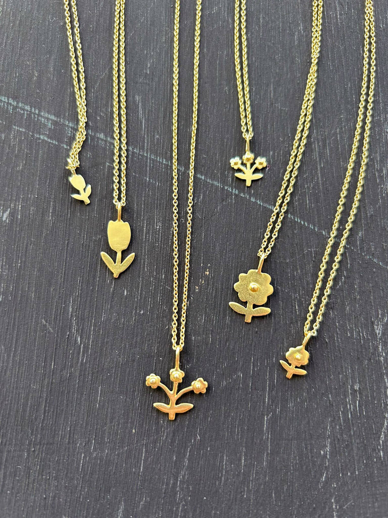 Wholesale minimalist gold flower necklaces from the Bloom jewellery collection by Bohemia Design