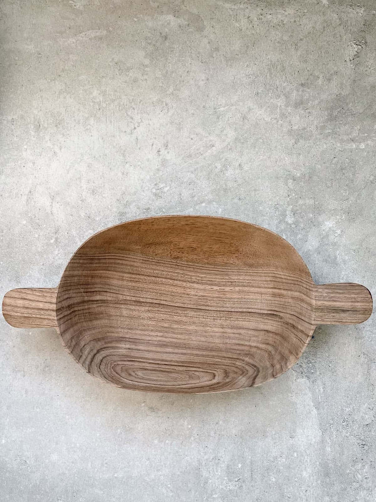 Walnut Wood Bowl Double Handle