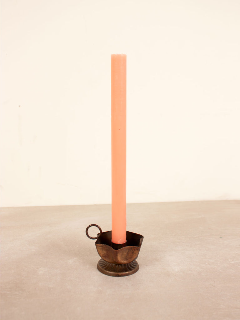 Handmade frill candle holder with peach candle