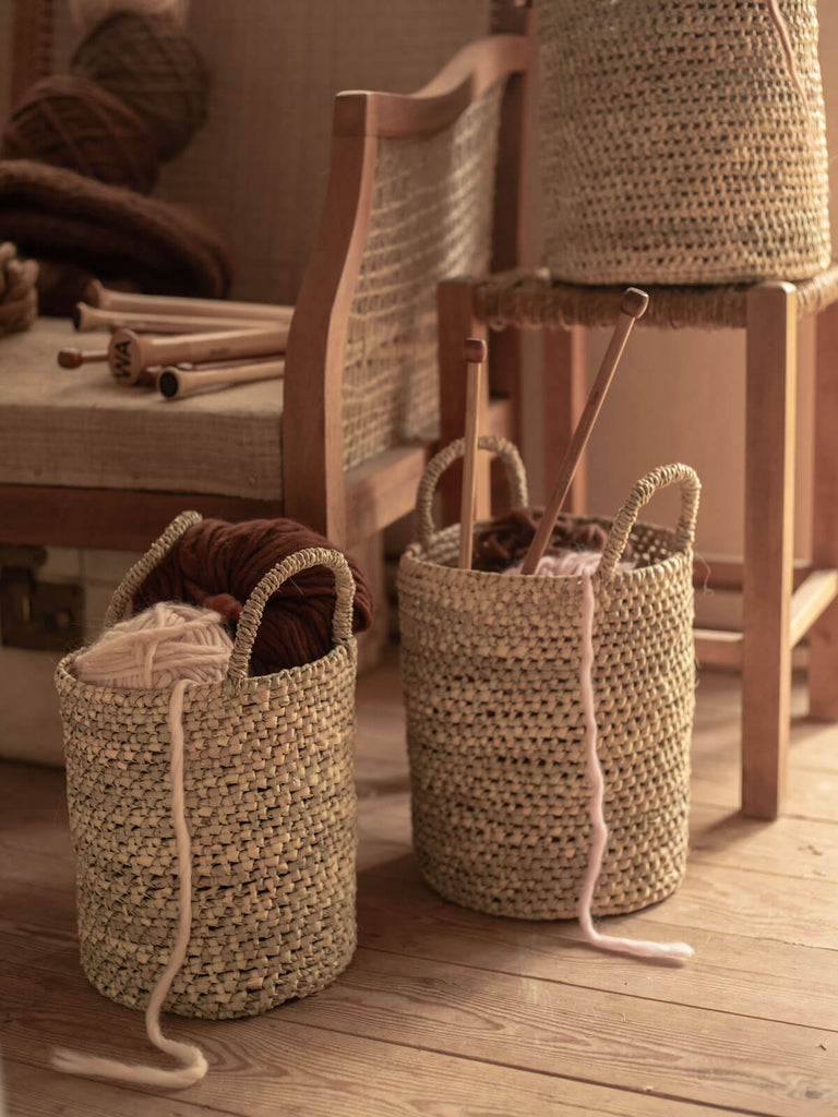 Accra Round Large Storage Baskets, Handwoven in Morocco, 3 sizes