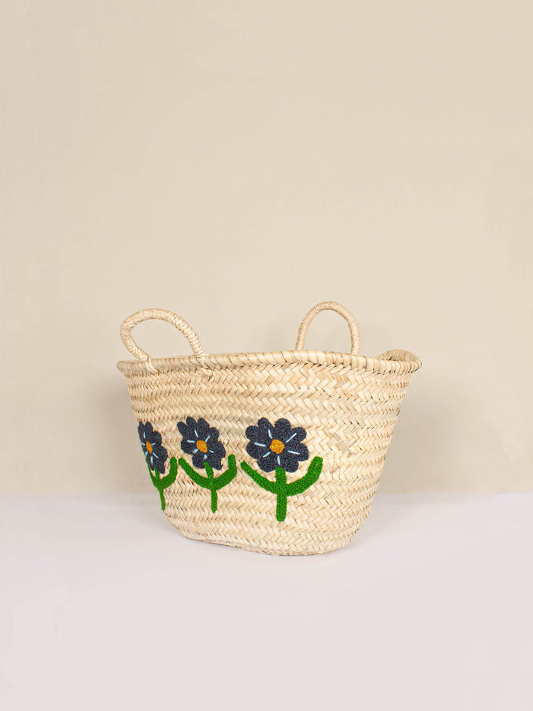 Bohemia Design Hand Embroidered Basket Daisy, side view