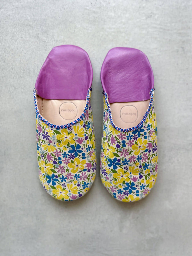 Wholesale Liberty print babouche slippers with Bohemian Bloom floral fabric