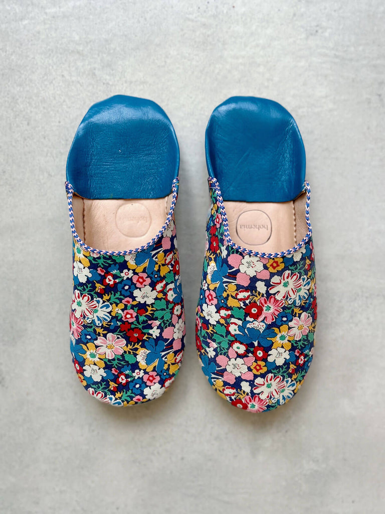Westbourne posy Liberty print Moroccan babouche slippers for wholesale