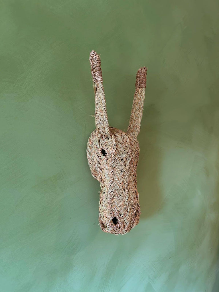 Wholesale woven wall mounted animal head in the shape of a donkey