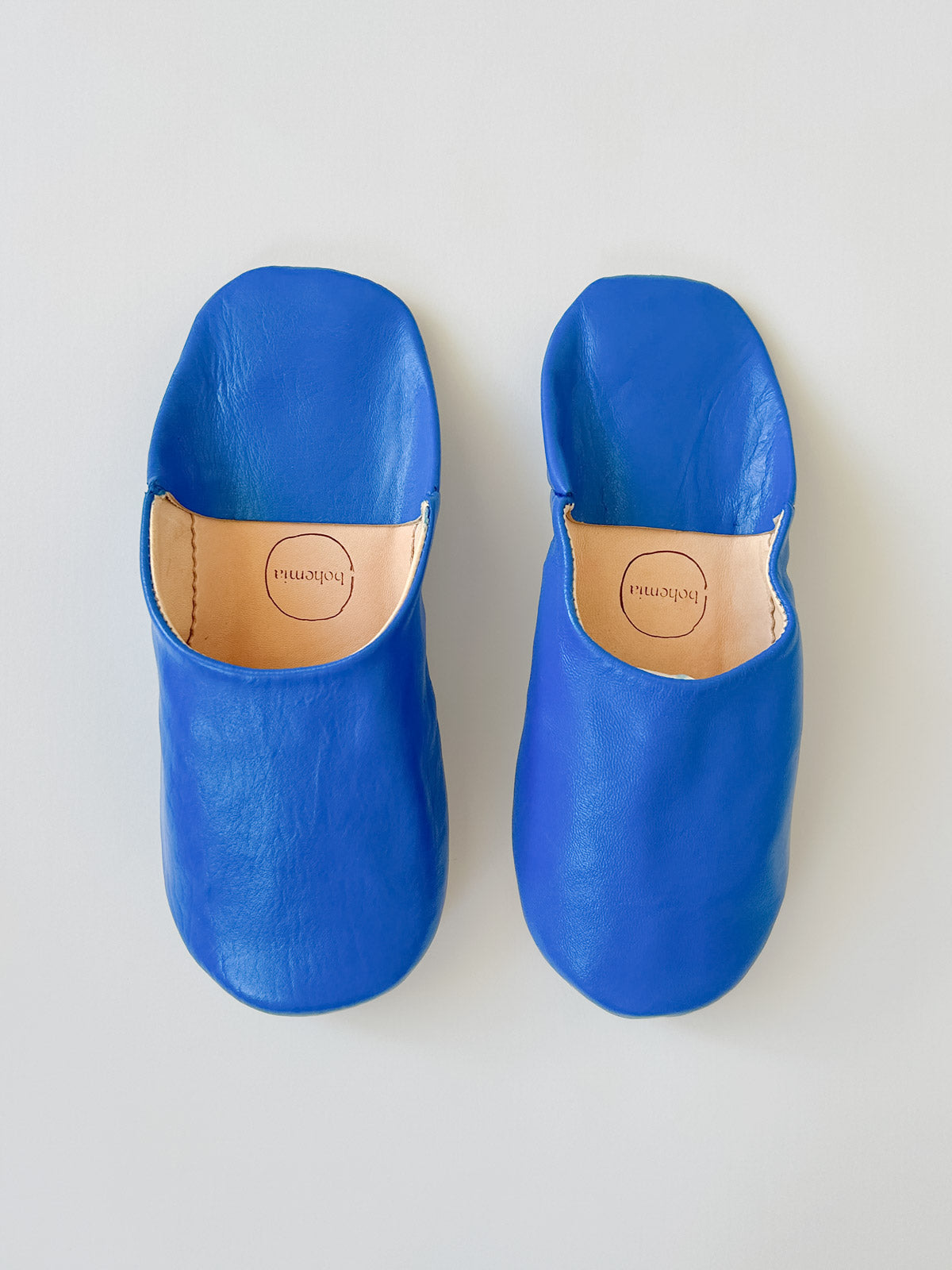 Leather Babouche Basic Slippers in Majorelle Blue