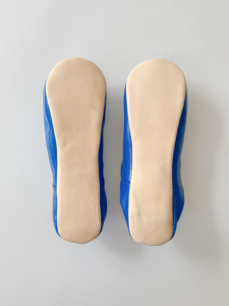 Men's blue Moroccan babouche slippers with a soft leather sole | Bohemia Design