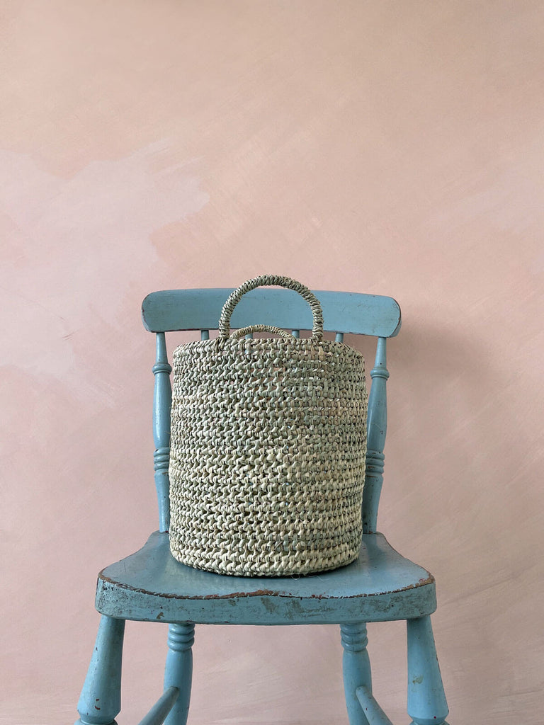 Large round open weave nesting basket 