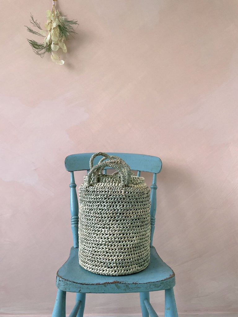 Set of 3 round open weave nesting basket with two short handles