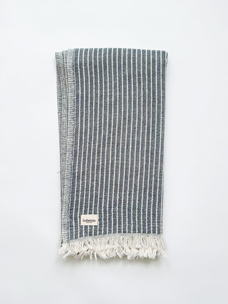 Wholesale Turkish cotton hammam towel with indigo stripes