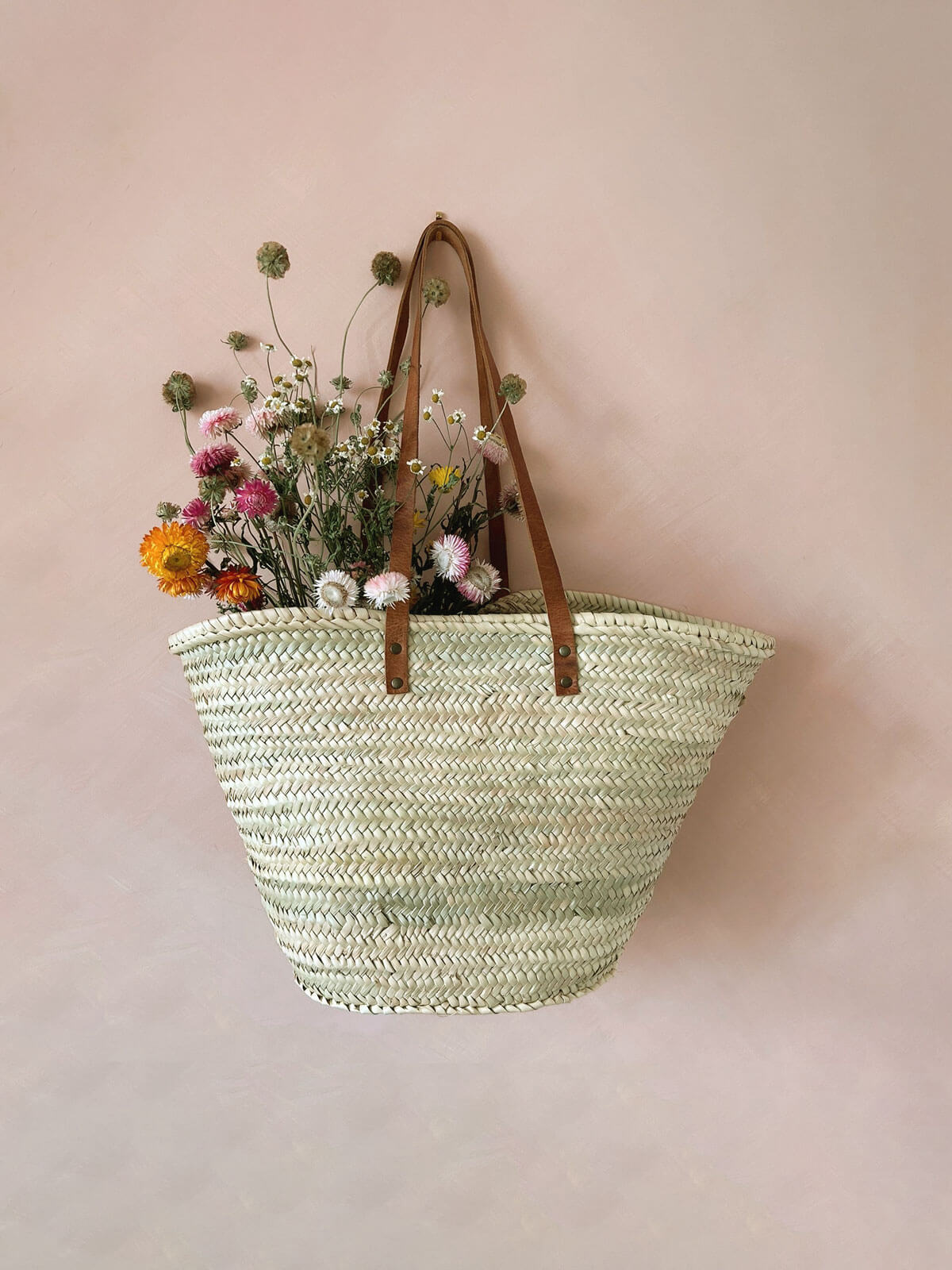 Valencia Shopper basket with long leather shoulder straps