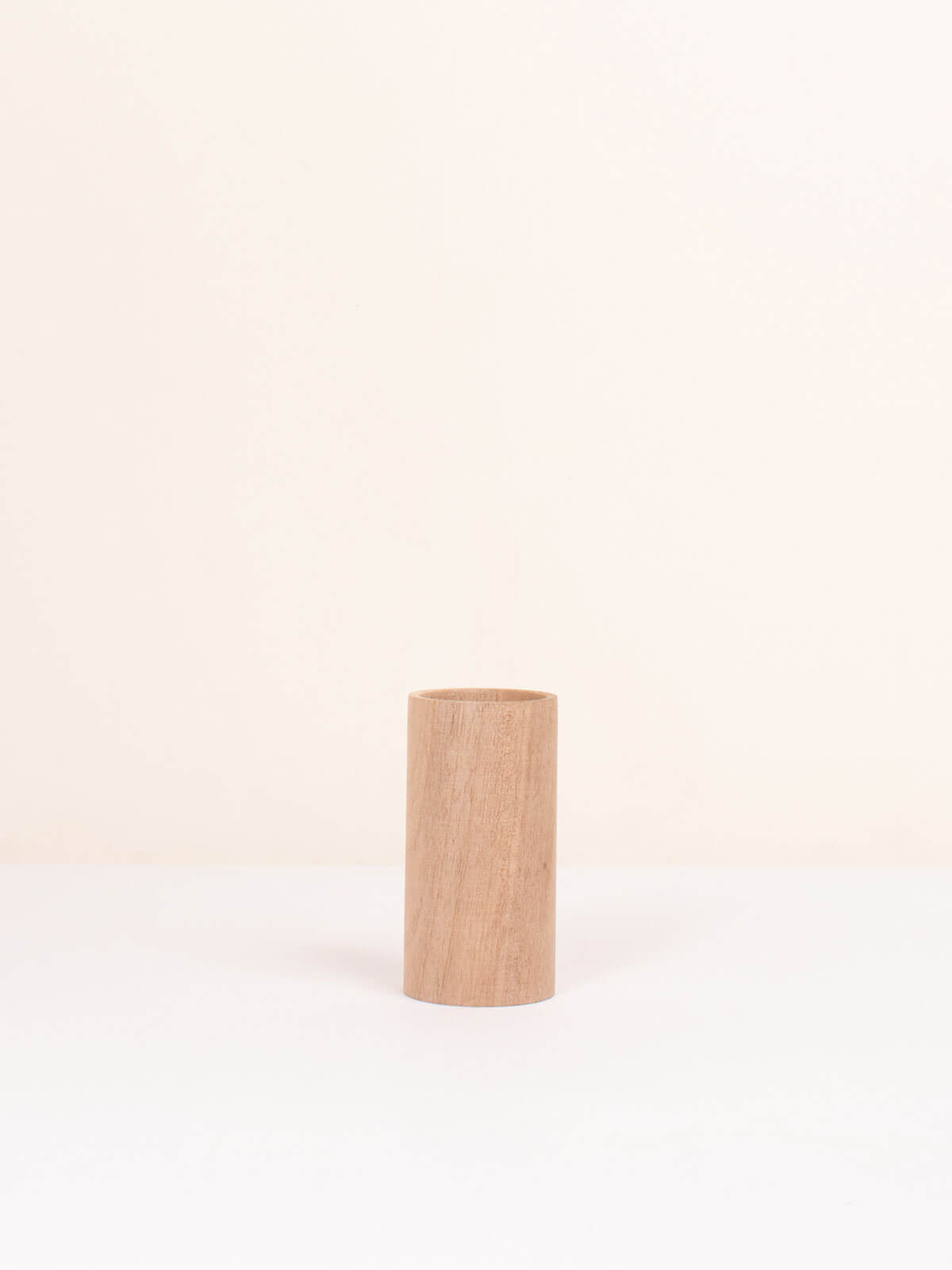 Small walnut wood vase for dried flowers