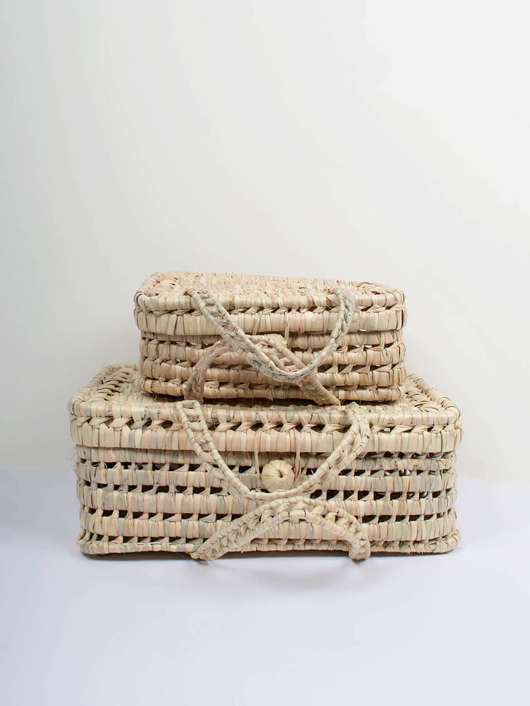 Set of two woven suitcases with double handles by Bohemia Design