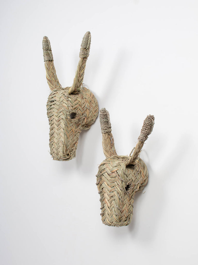 Mini and small Woven Animal Head, Donkey hung side by side