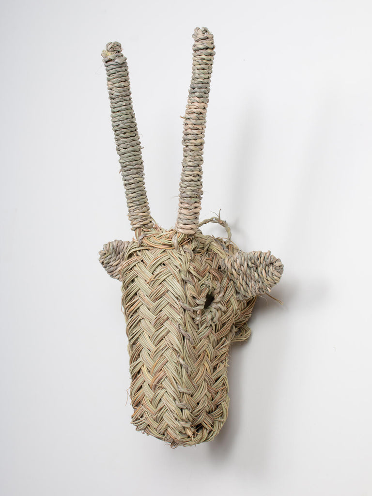 Tightly woven halfah grass Mini Woven Animal Head, Gazelle