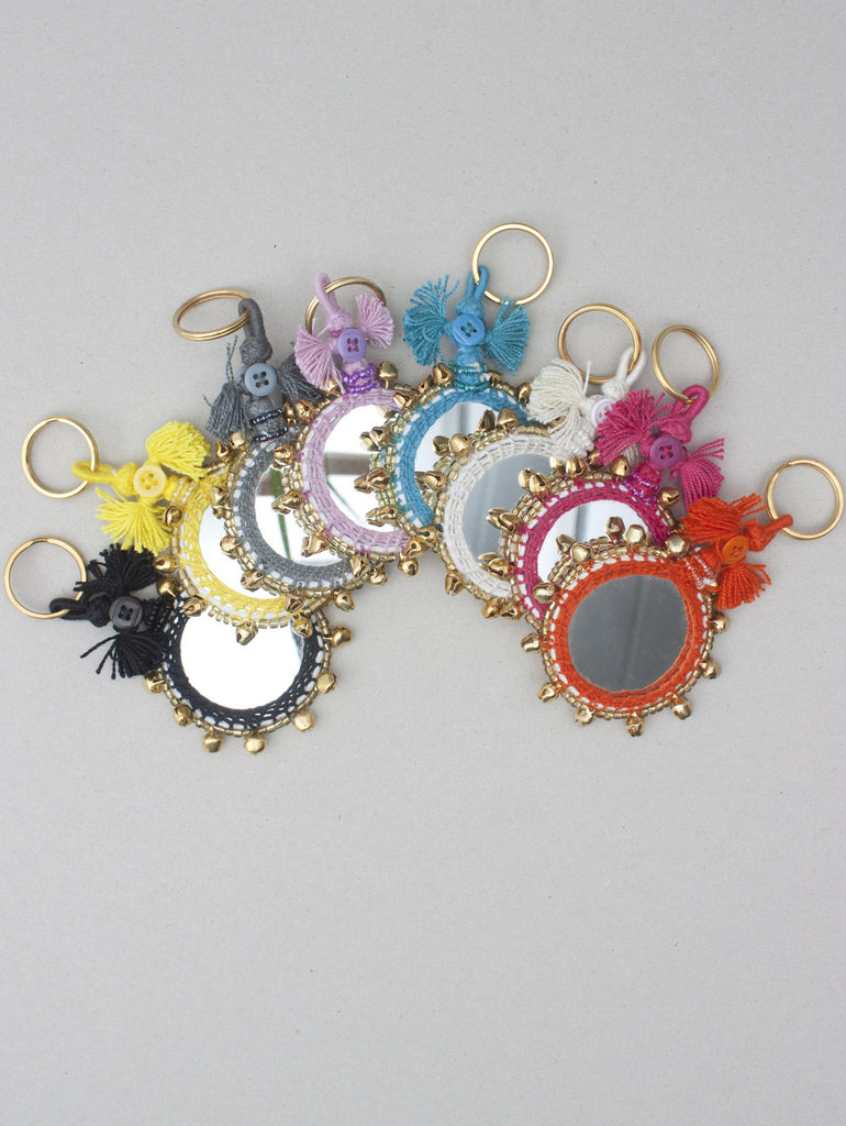 Bell Mirror Keyrings, Assorted Colours (Pack of 8) | Bohemia Design