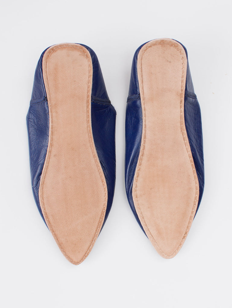 Moroccan Plain Pointed Babouche Slippers, Cobalt (Pack of 2) | Bohemia Design