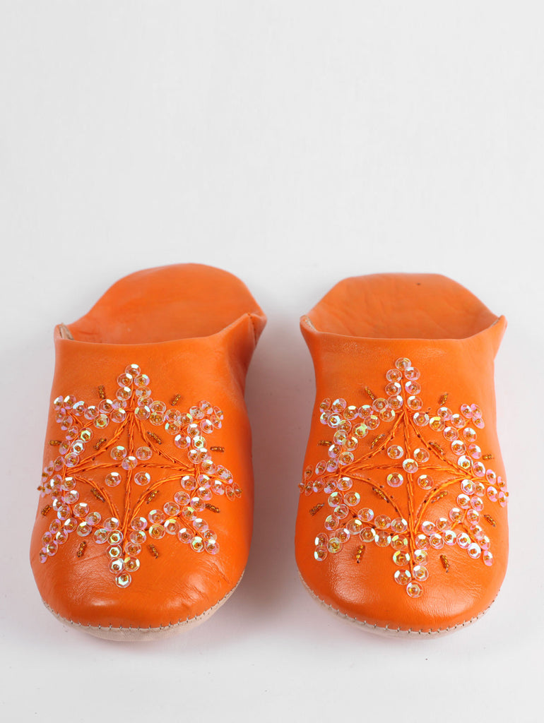Moroccan Babouche Sequin Slippers, Orange (Pack of 2) | Bohemia Design