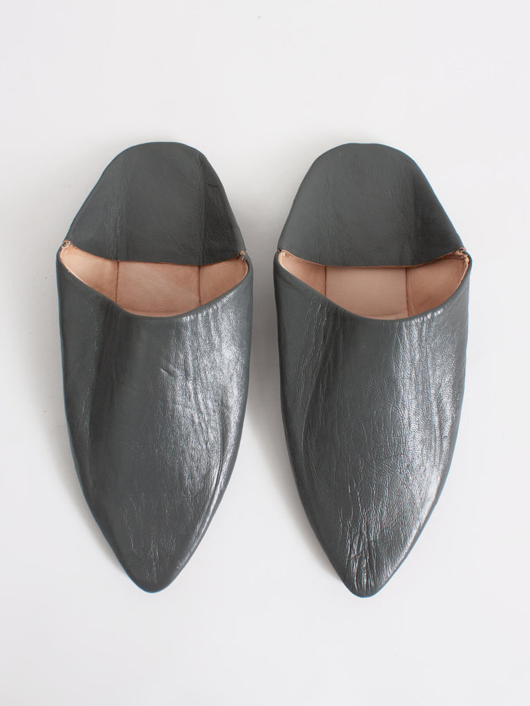 Moroccan Classic Pointed Babouche Slippers, Charcoal (Pack of 2) | Bohemia Design