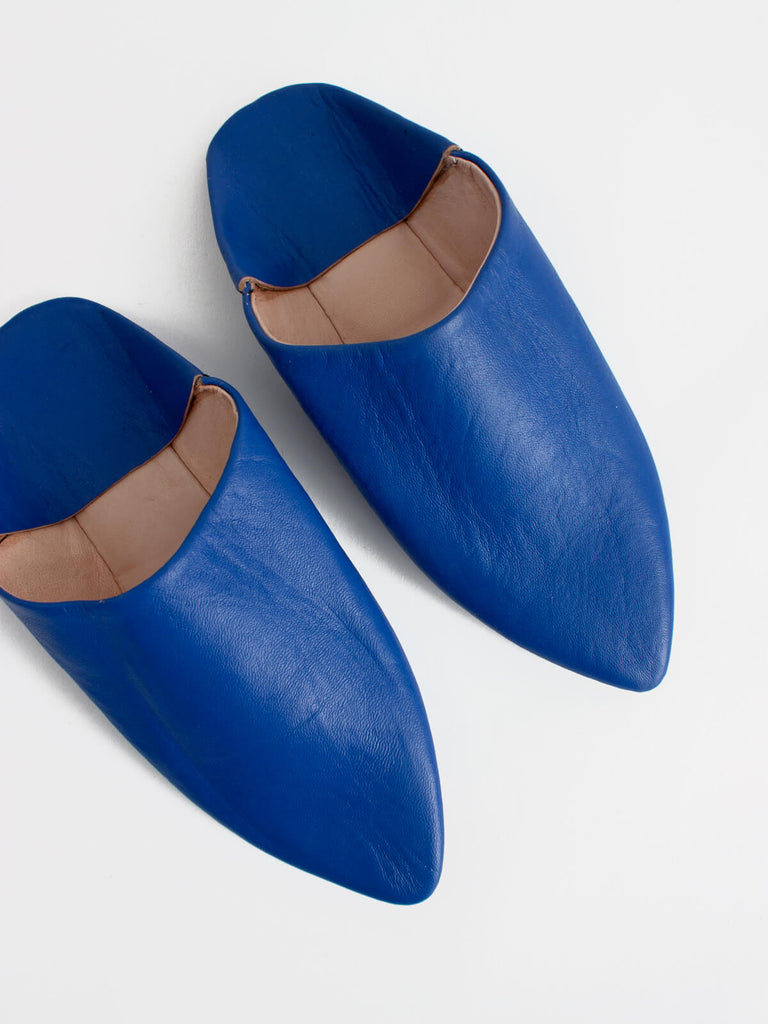 Moroccan Classic Pointed Babouche Slippers, Cobalt (Pack of 2) | Bohemia Design