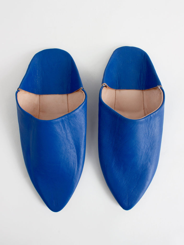 Moroccan Classic Pointed Babouche Slippers, Cobalt (Pack of 2) | Bohemia Design