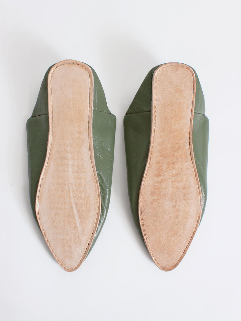 Moroccan Classic Pointed Babouche Slippers, Olive (Pack of 2) | Bohemia Design