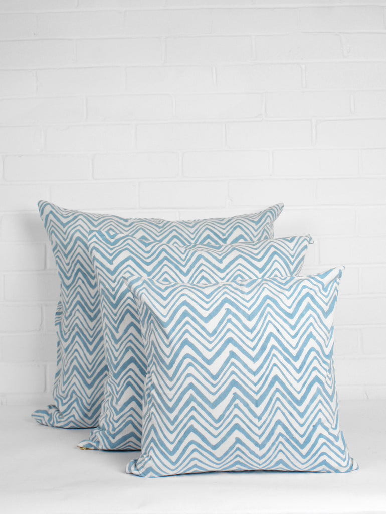 Zigzag Cushions, Ice Blue | Bohemia Design