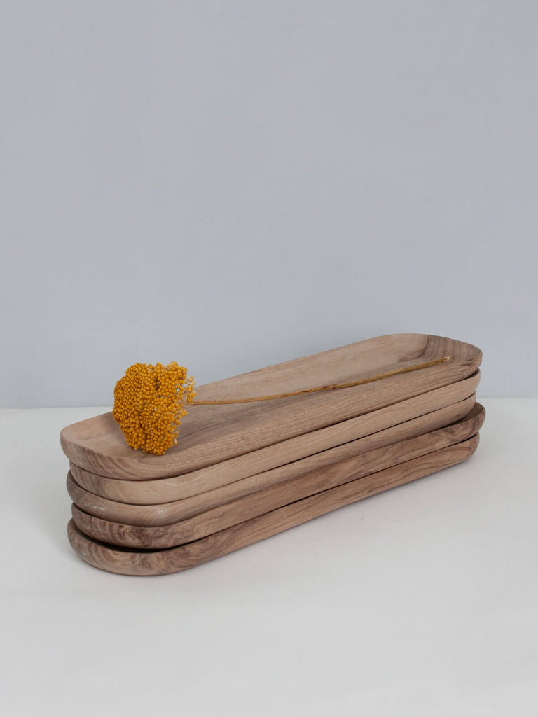 Bohemia-Design-Walnut-Wood-Long-Tray-Stacked-with-Yellow-Flower