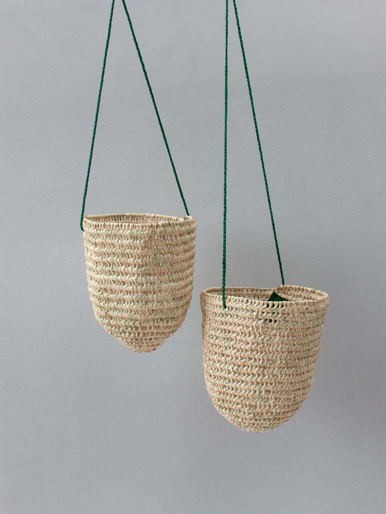 Open Weave Dome Hanging Baskets (Pack of 2), Green | Bohemia Design