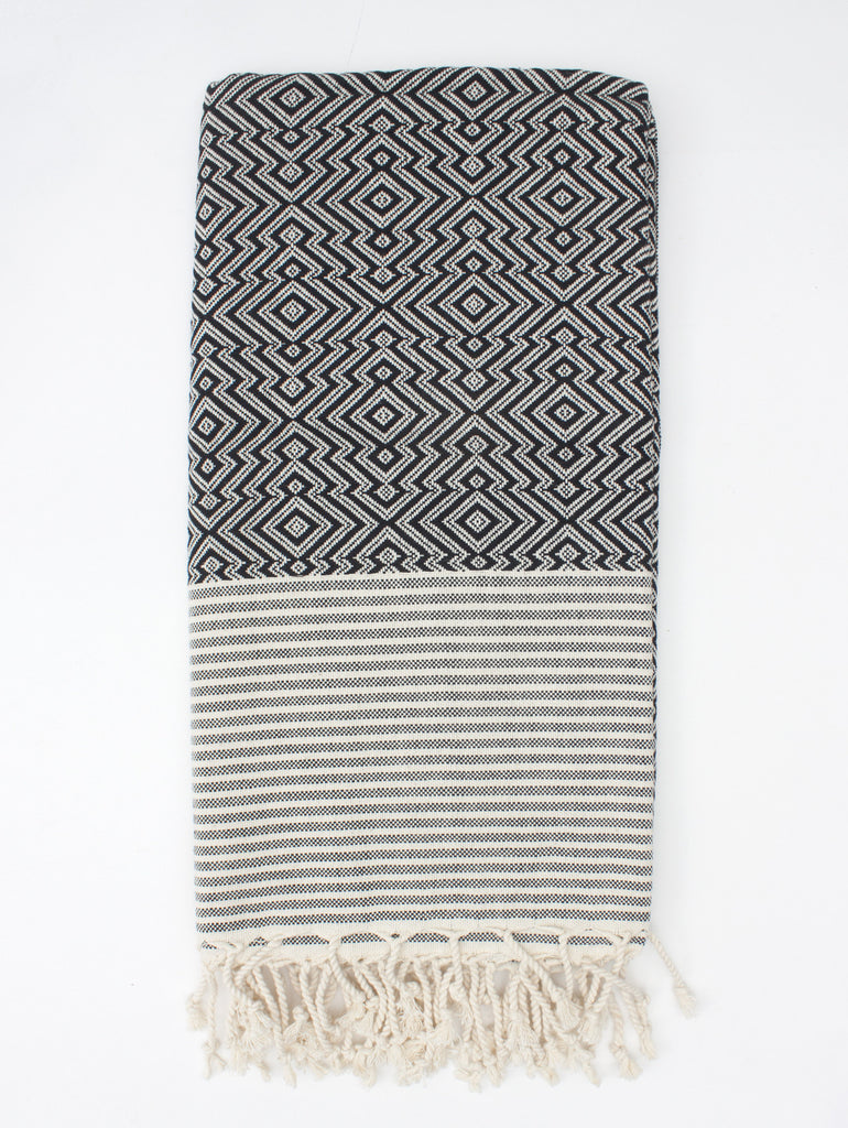 Inca Hammam Towel, Black | Bohemia Design