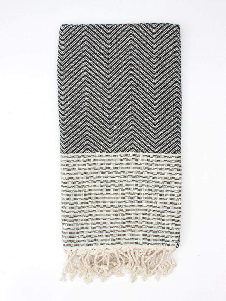 Malibu Hammam Towel, Black | Bohemia Design