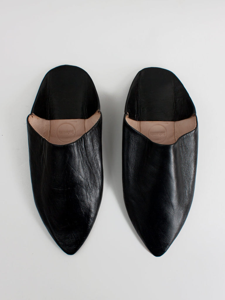 Moroccan Mens Pointed Babouche Slippers, Black (Pack of 2) | Bohemia Design