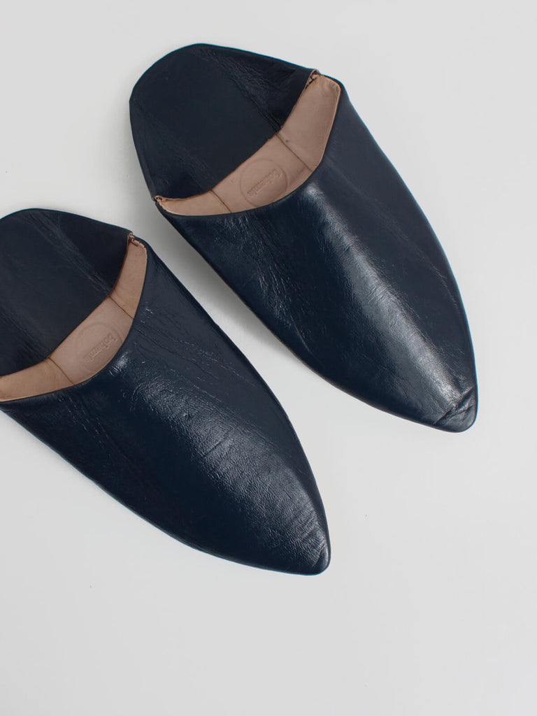 Moroccan Mens Pointed Babouche Slippers, Indigo (Pack of 2) | Bohemia Design
